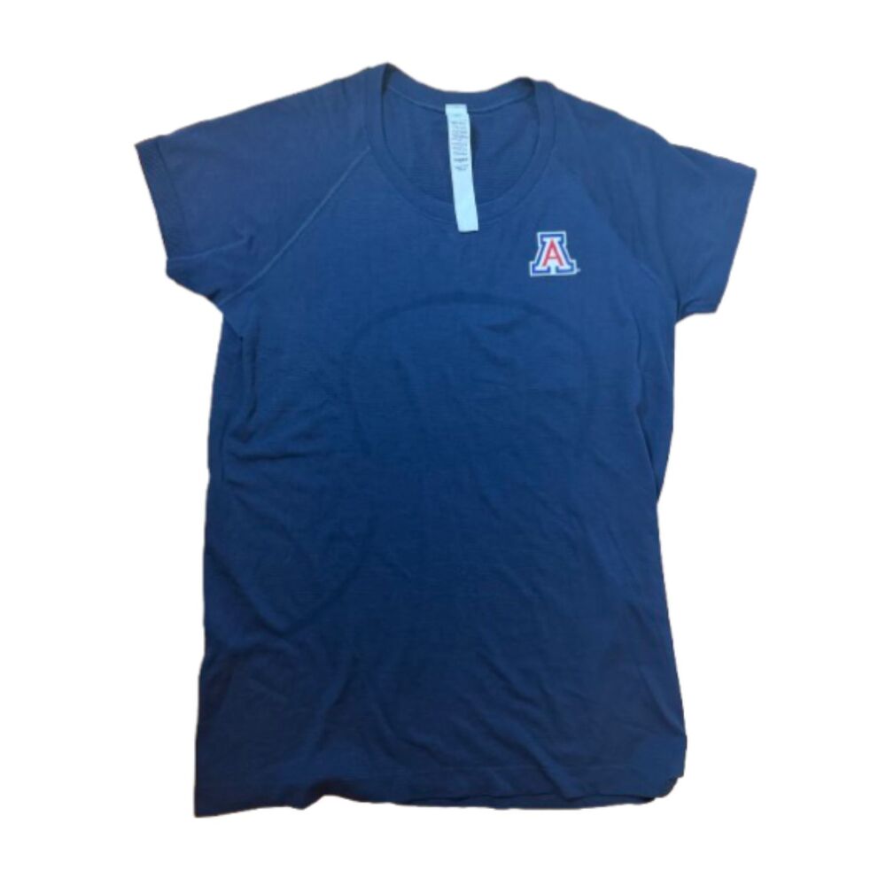 Lululemon Swiftly Tech Short Sleeve Shirt 2.0 Womens 12 Navy Blue Arizona Wildca